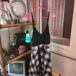 Dolls Kill corset black and white plaid dress, XL